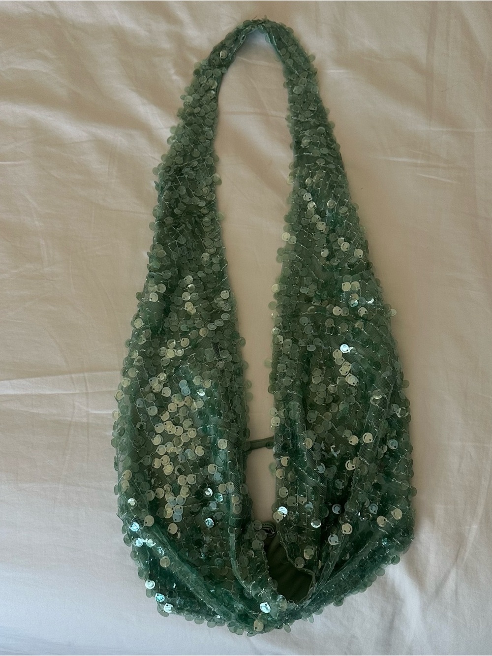Sequin Cowl Neck Halter Top